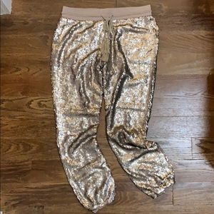 Gold Sequin Sweatpants